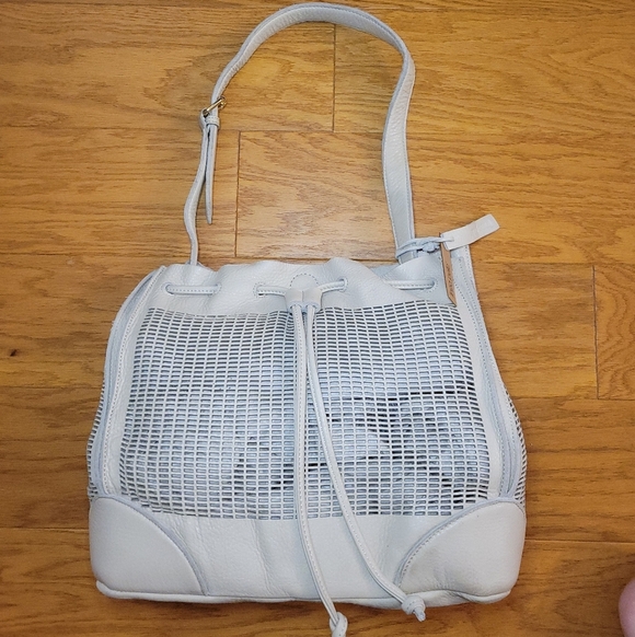 NWT Linea Pelle Preston Perforated Leather Tote Bag, Bone/Ivory - Picture 2 of 5